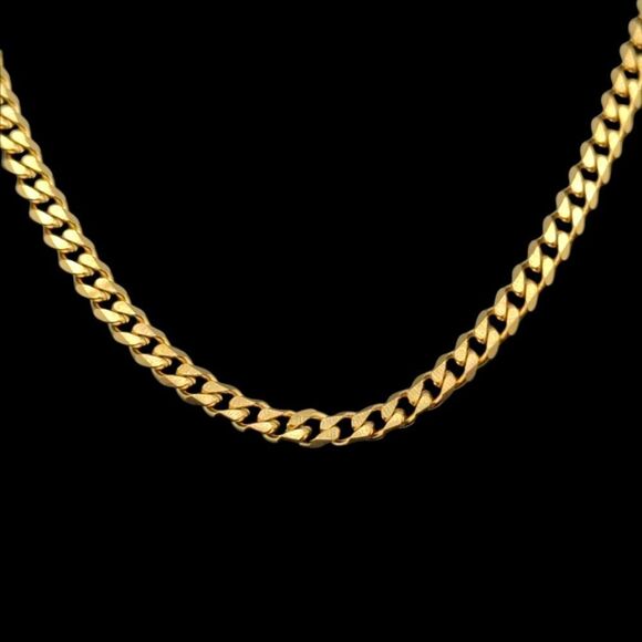 28" x 5mm 14K Gold Finish over 316L Stainless Steel Cuban Chain. - Picture 13 of 13